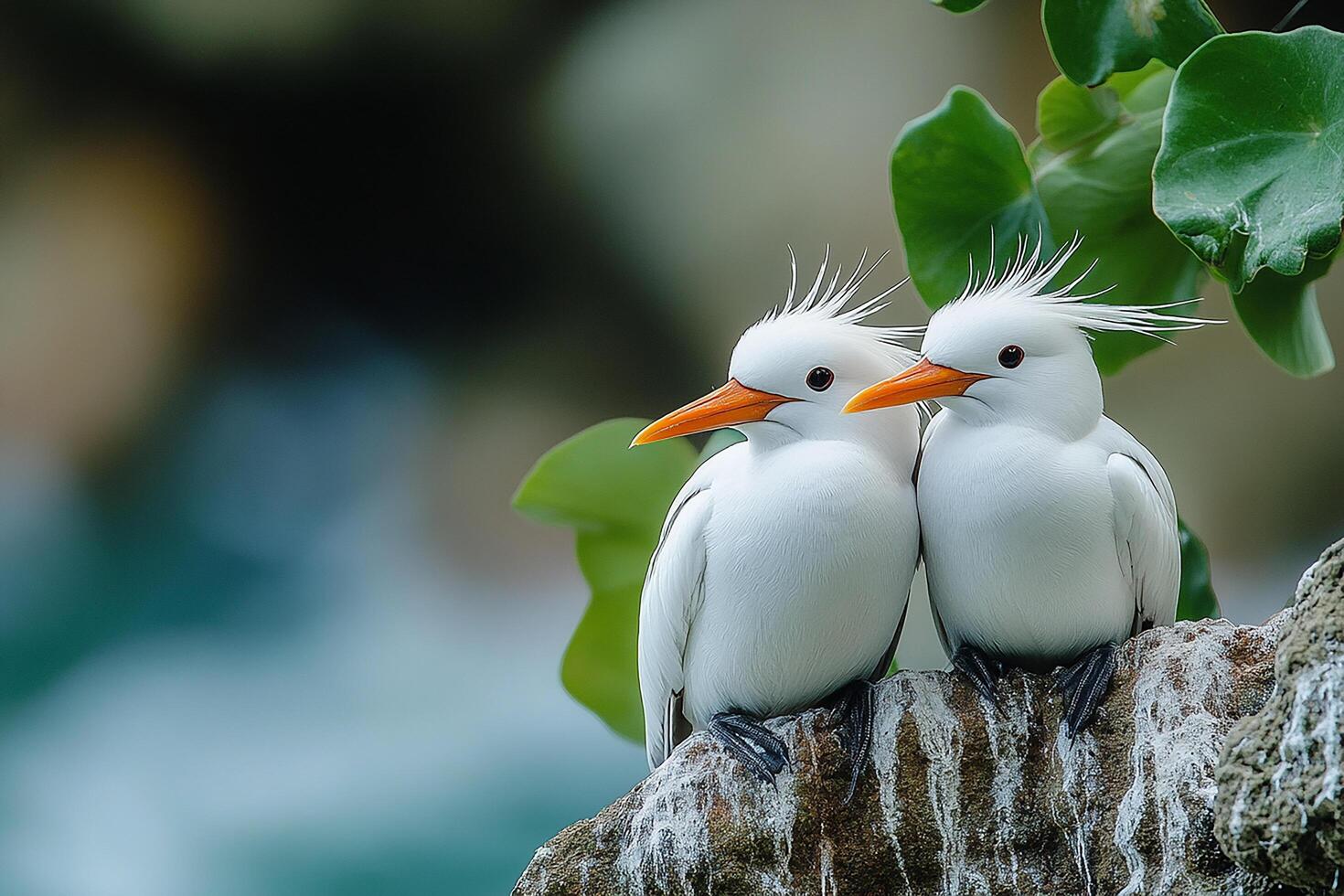 Tow White-Tailed Tropicbird love beautiful background photo