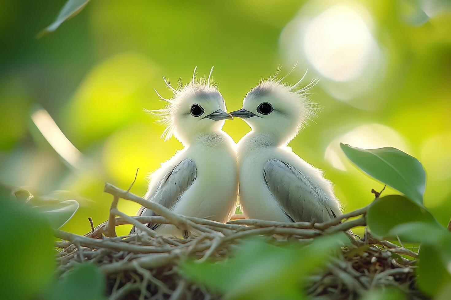 Tow White-Tailed Tropicbird love in beautiful background photo