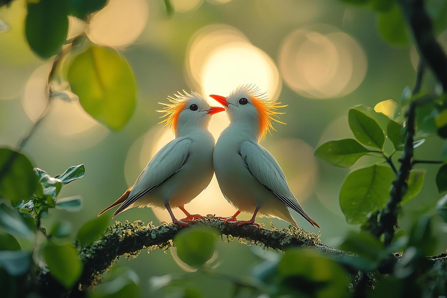 Tow White-Tailed Tropic love in the beautiful background photo
