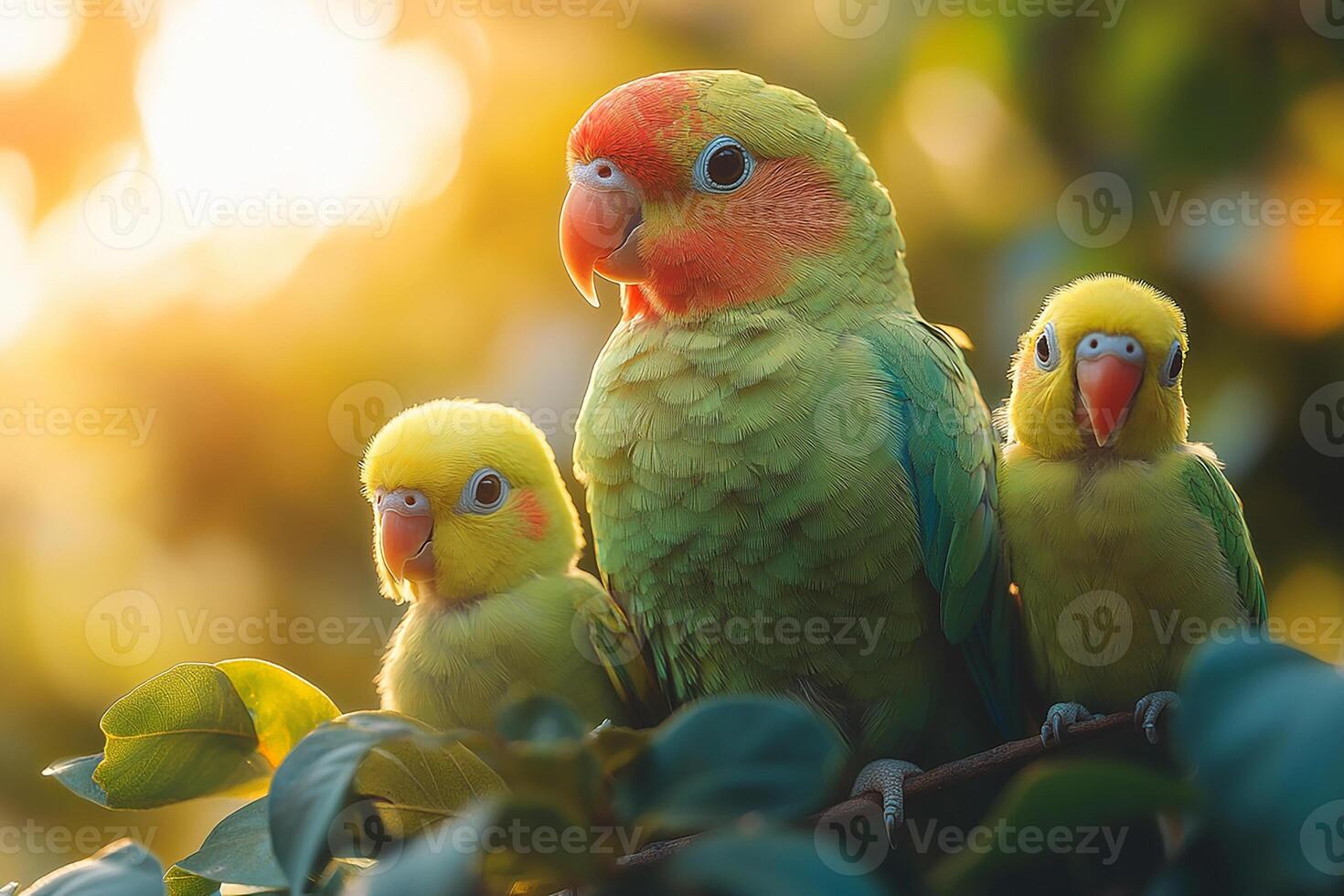 Indian Ringneck Parakeet playing with family in the BraZIL beautiful background photo