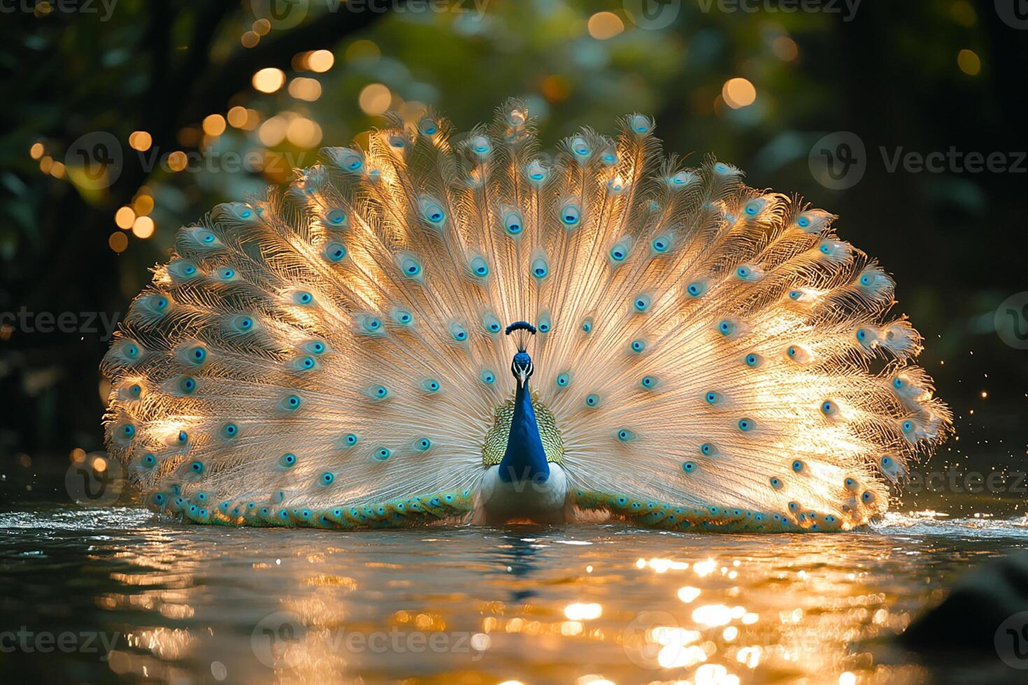 White Peacock Bird group is swearing water in the Brazi beautiful background photo