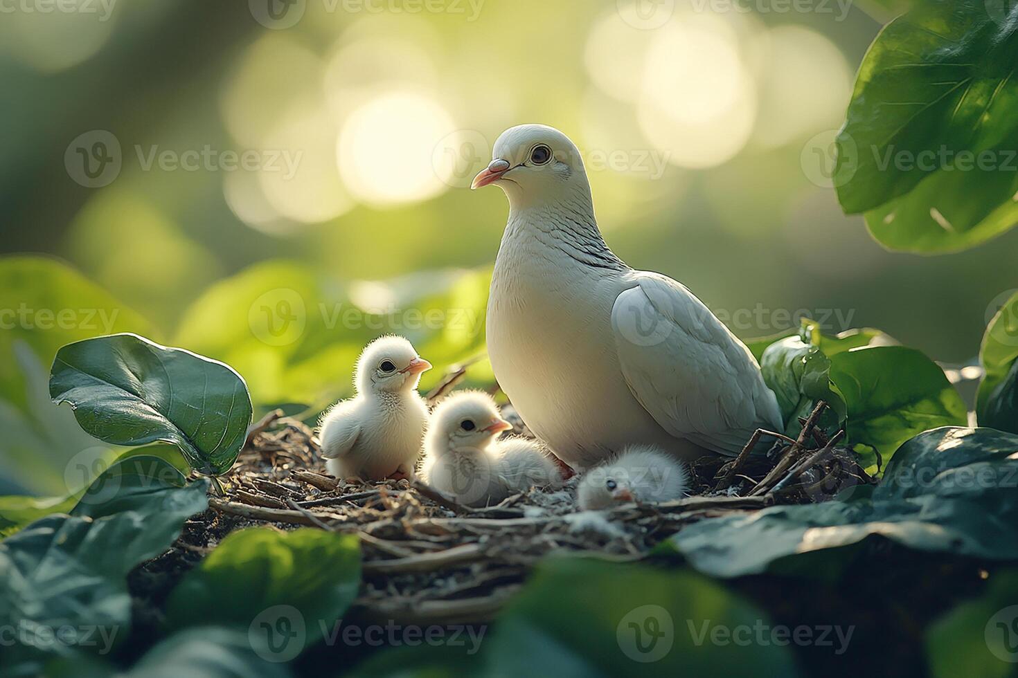 Dove Bird playing with family beautiful background photo