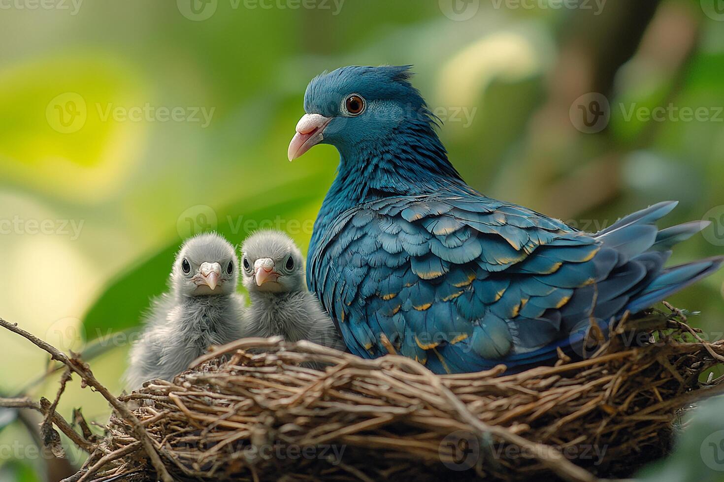 Nicobar Pigeon Bird playing with family in the Brazil beautiful background photo
