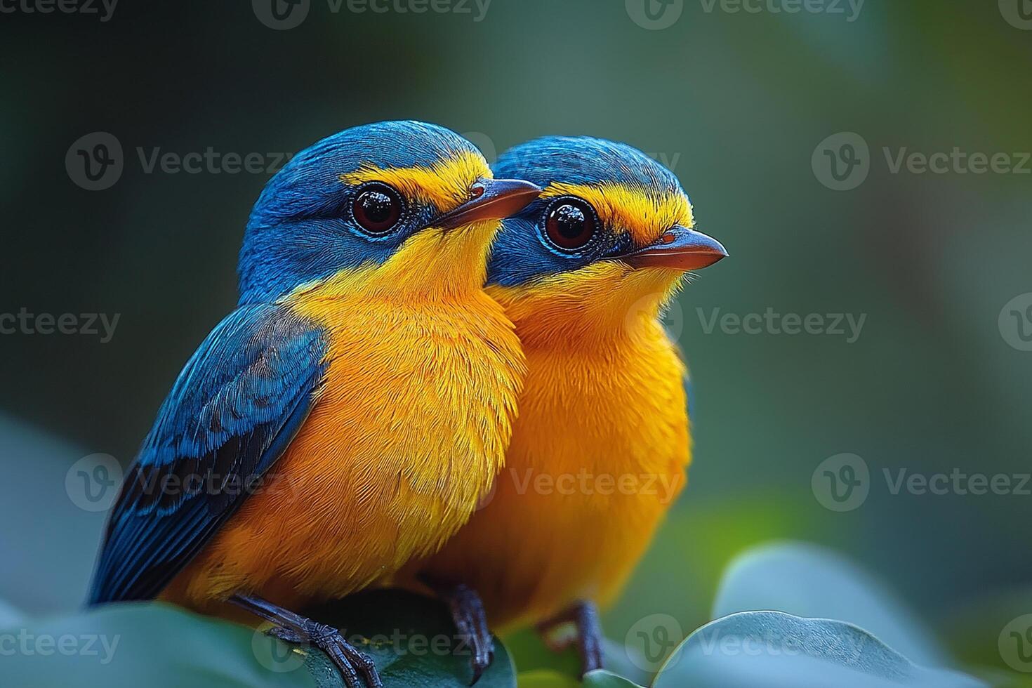 Tow Indian Pitta bird love in beautiful background photo