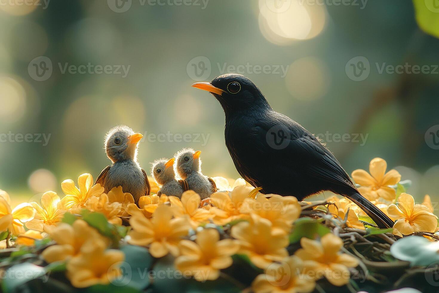 Tow Bali Mynah Bird playing with family in the Brazil beautiful background photo
