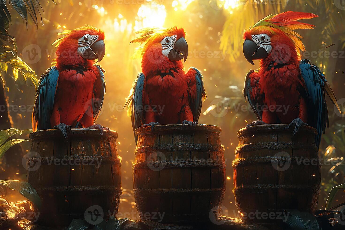 Artwork Resplendent Quetzal group playing in the beautiful background photo