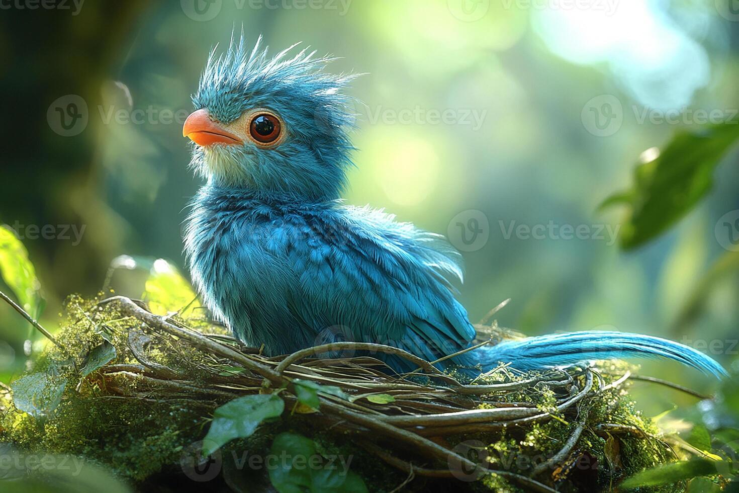 Tow Resplendent Quetzal playing with family beautiful background photo