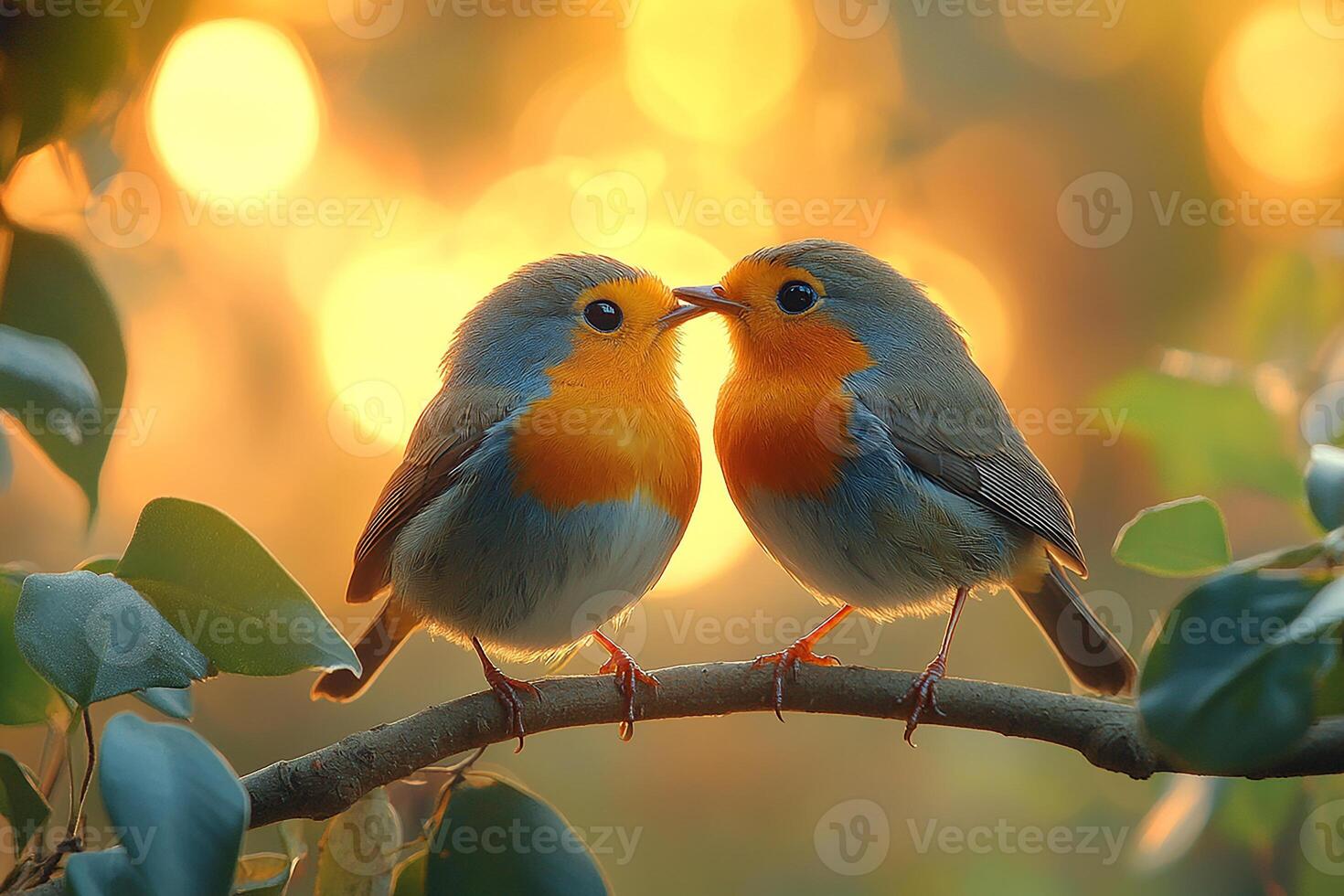 Tow European Robin love in the Brazi beautiful background photo