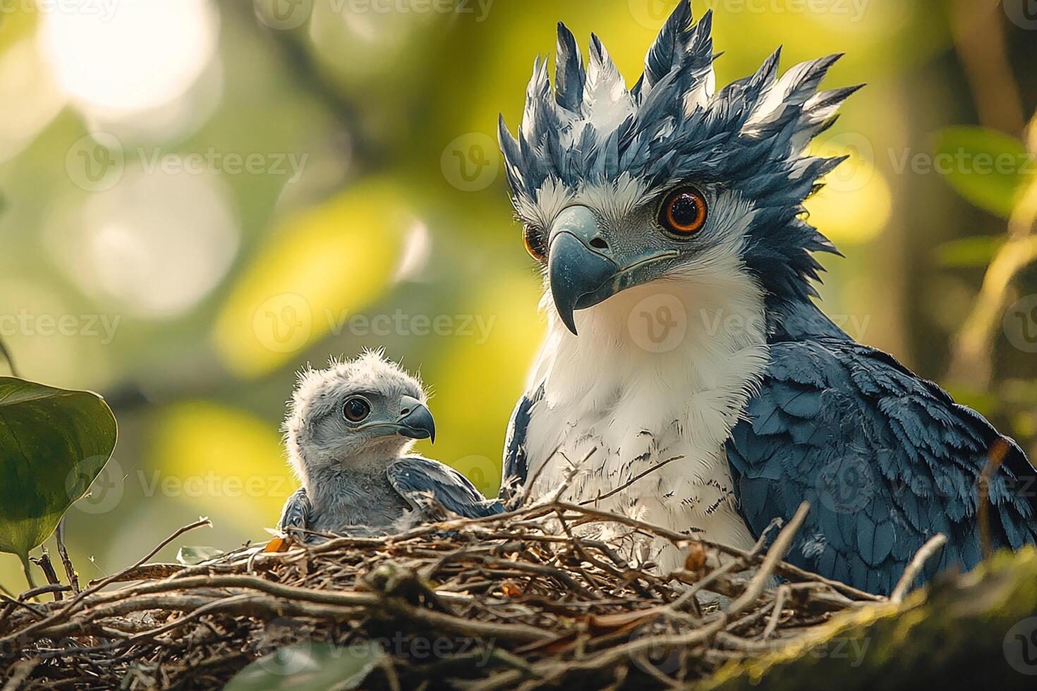 Tow Harpy Eagle playing with family in the Brazil photo