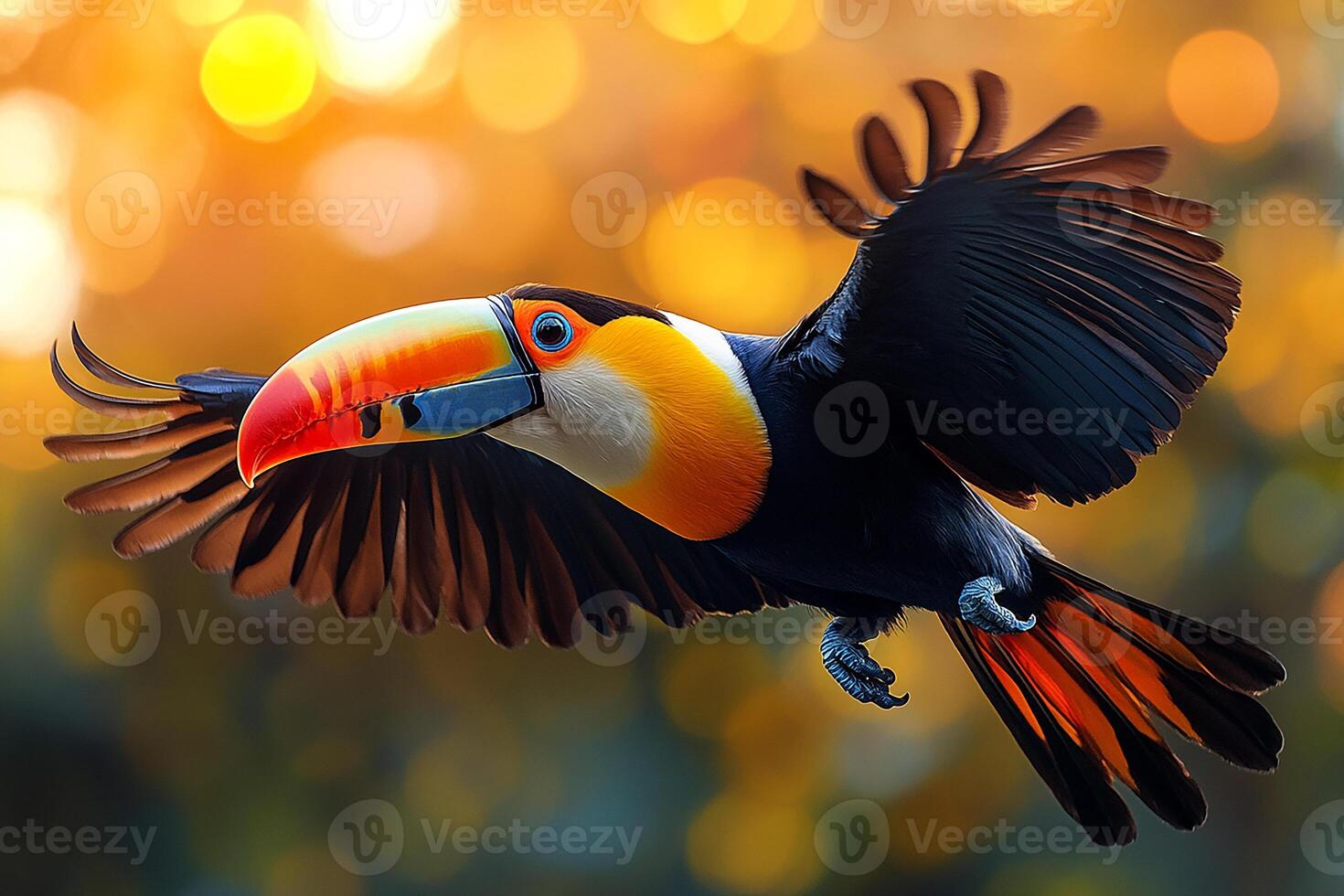 A toco toucan flew the Brazil beautiful background photo
