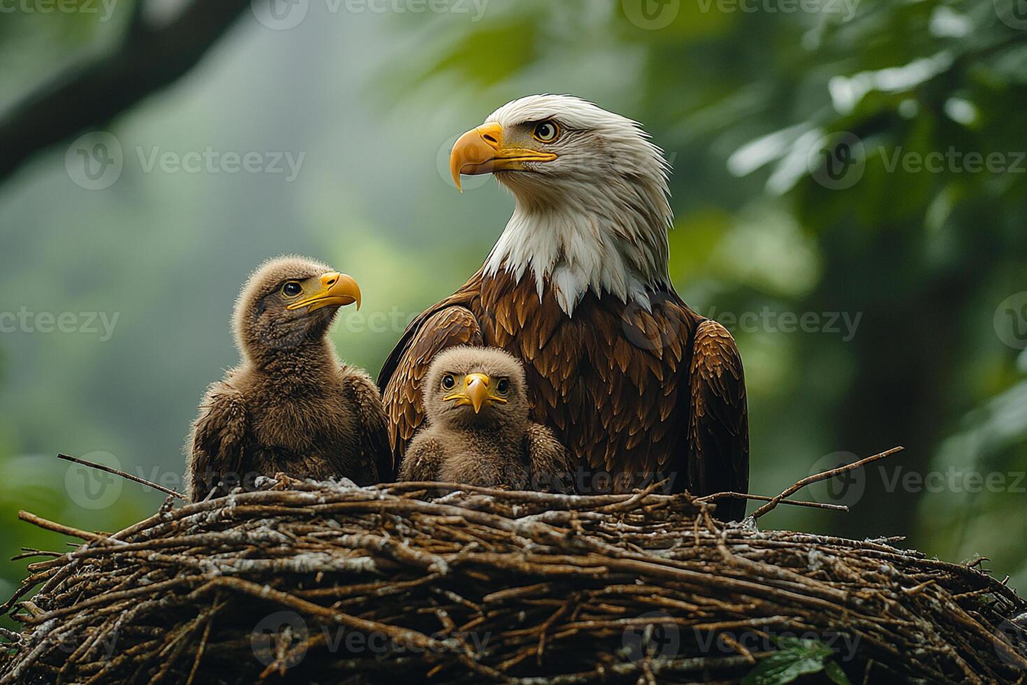 Bald Eagle playing with family in the Brazil photo