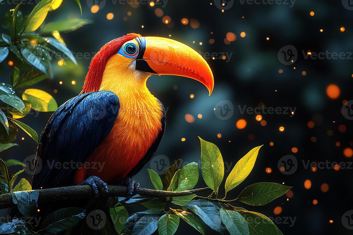Toco Toucan gr is sawering in the beautiful background photo