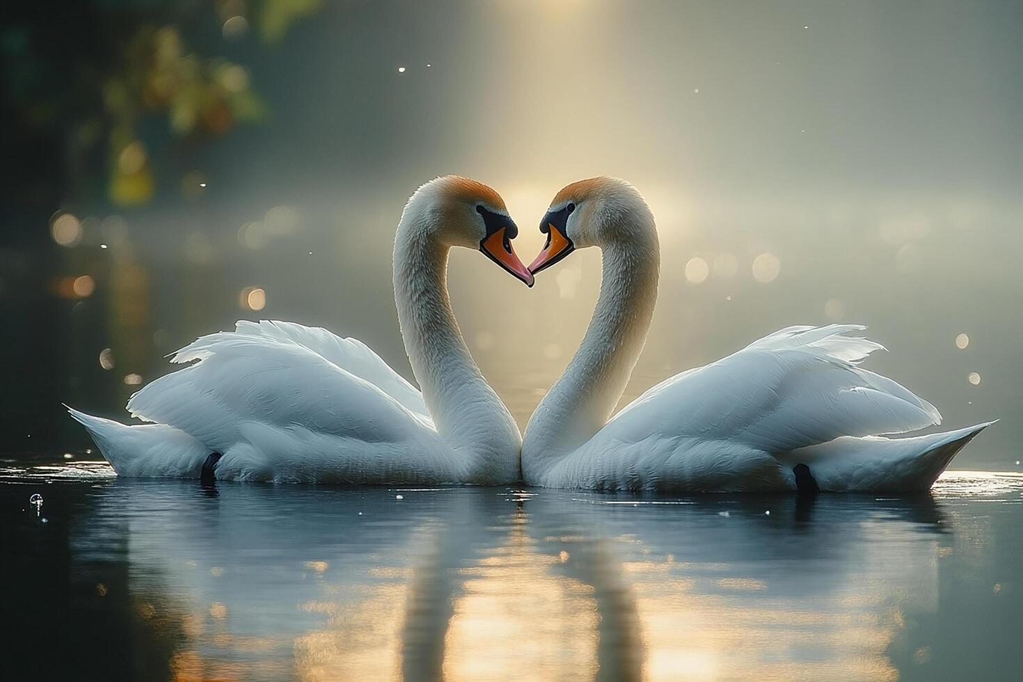 Tow Black-Necked Swan love beautiful background photo