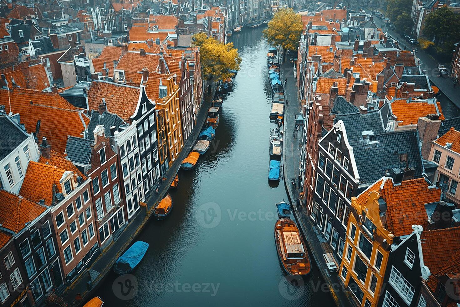 Amsterdam Netherlands city top view realistic photo
