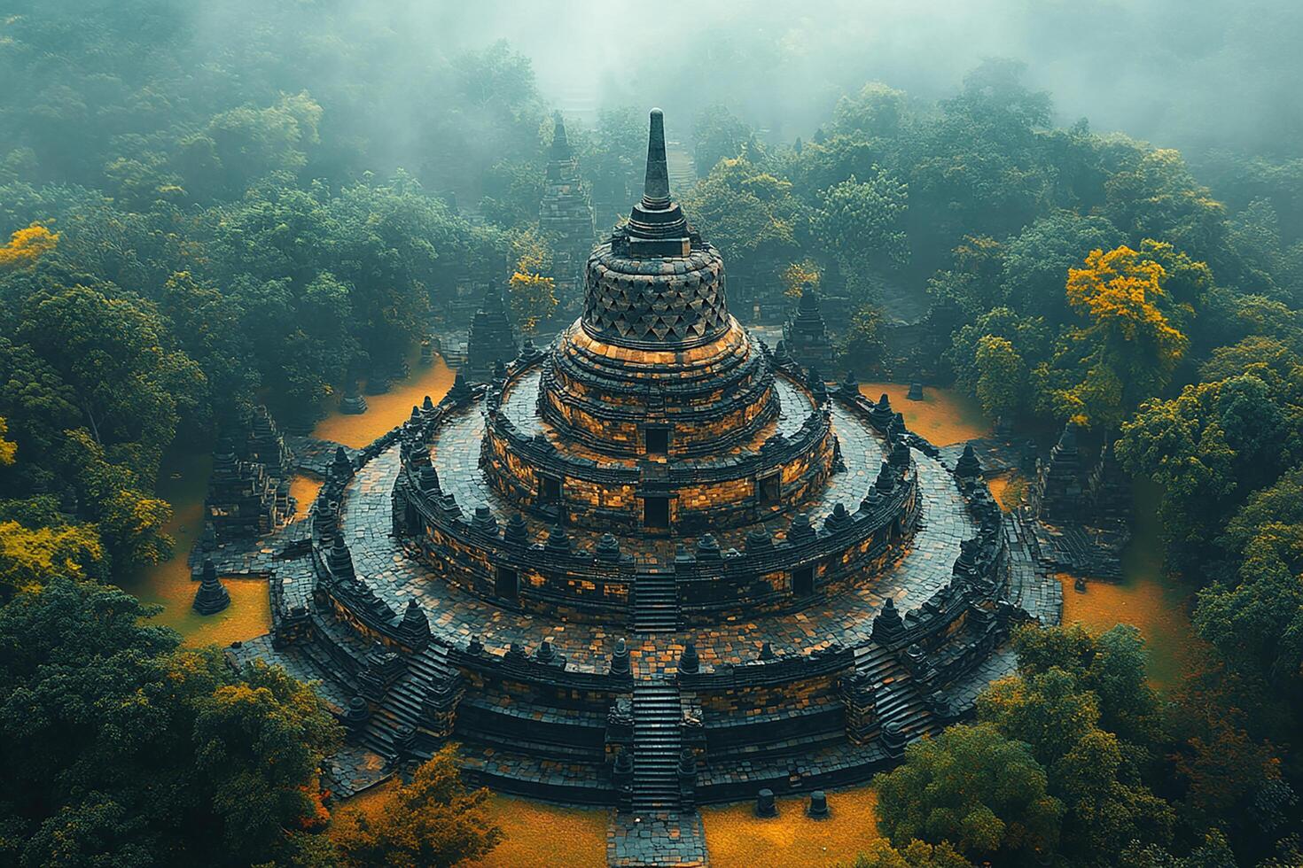 Borobudur Temple Indonesia top view photo