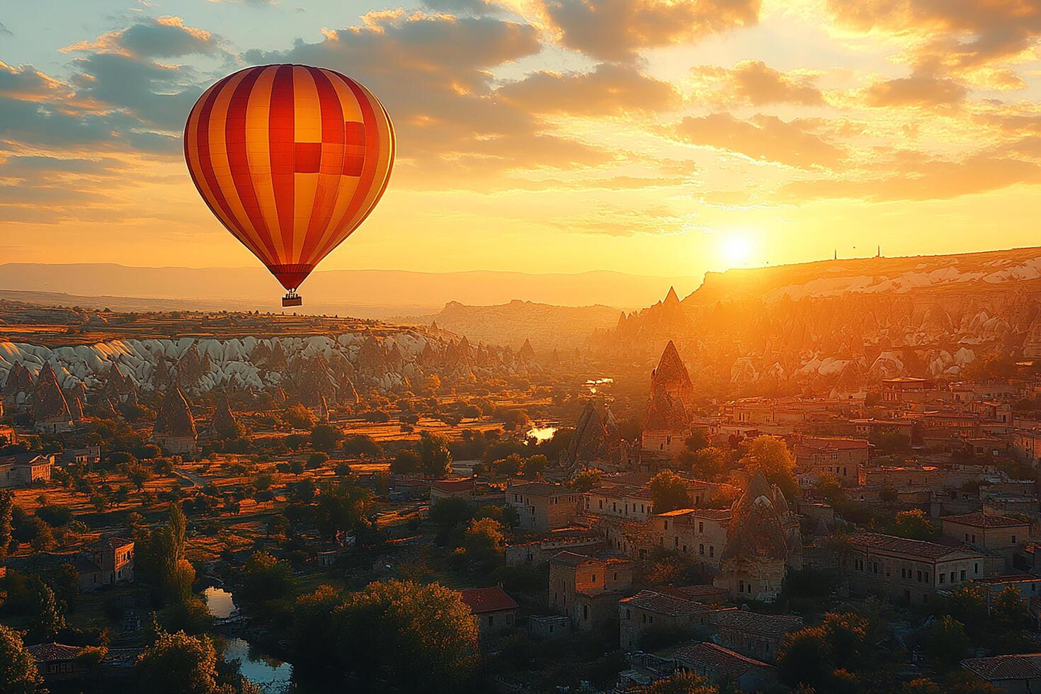 Cappadocias Fairy Chimneys Turkey top view realistic photo