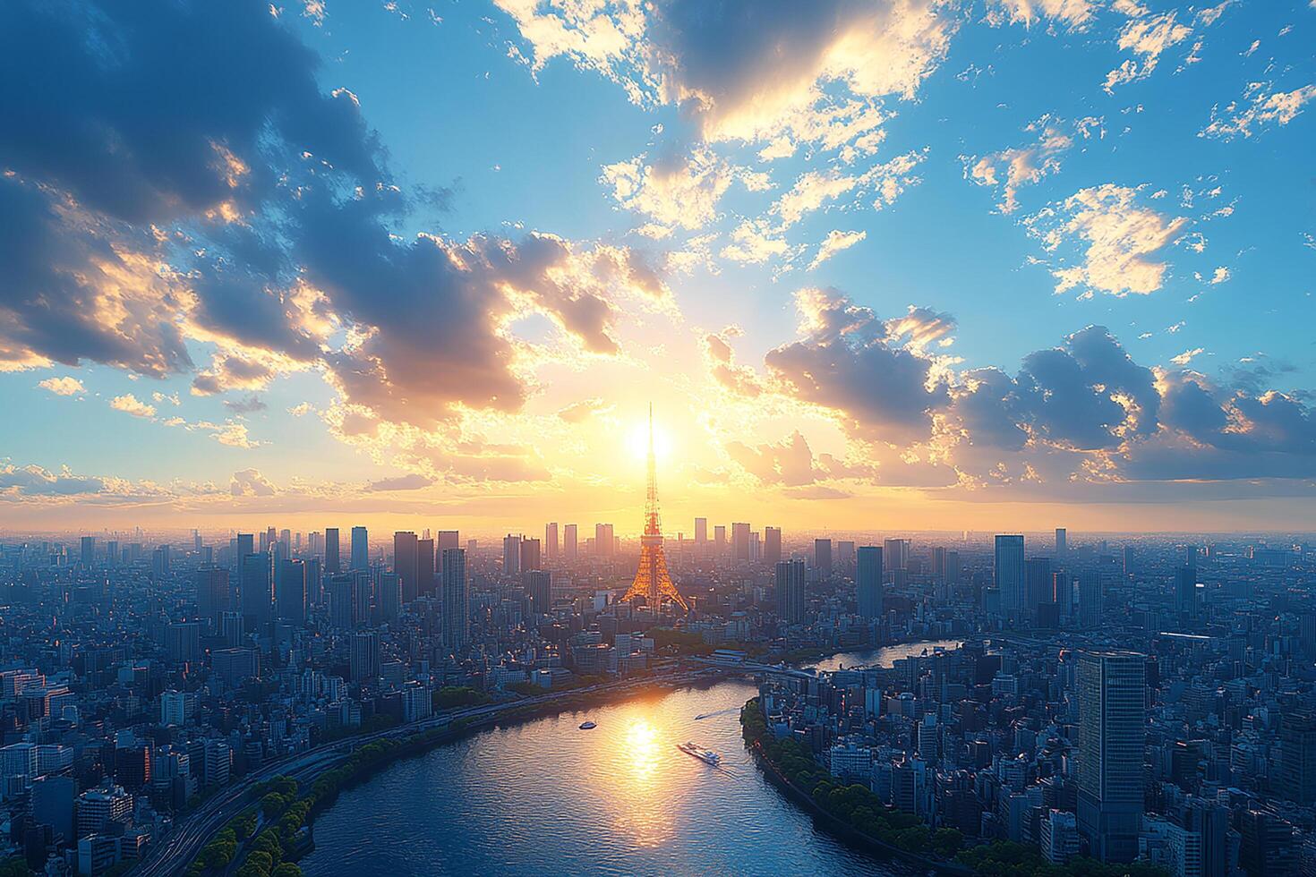 BTokyo Skyline Japan top view realistic place photo