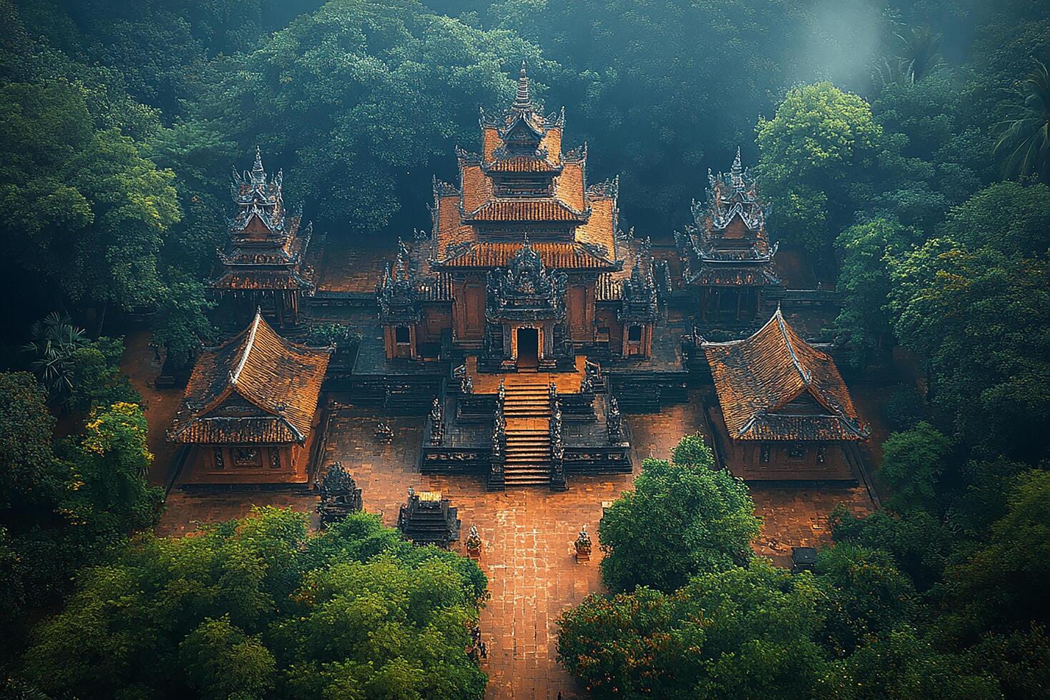Chiang Mai Temples Thailand top view photo