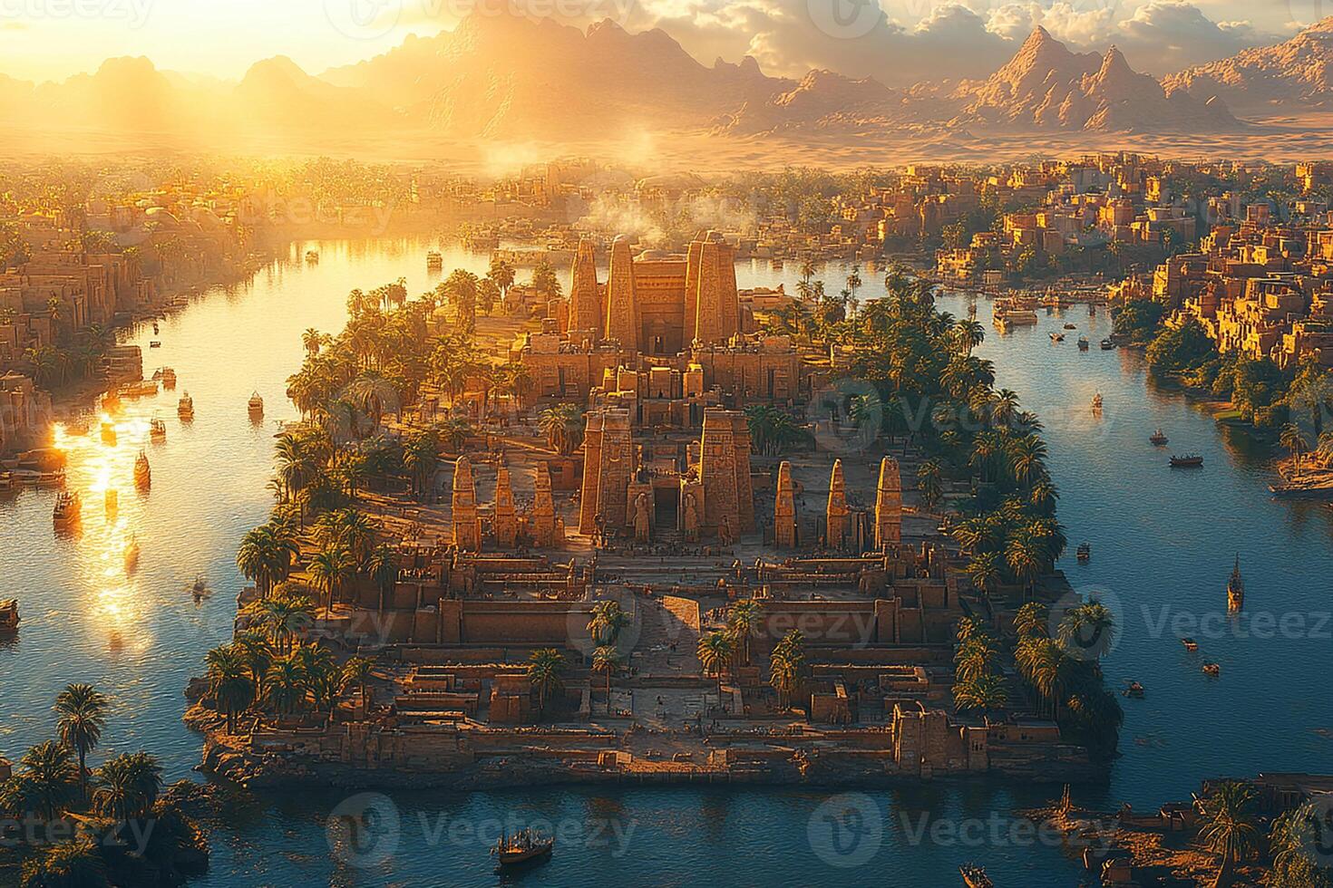 Luxor and the Valley of the Kings Egypt top view beautiful background photo
