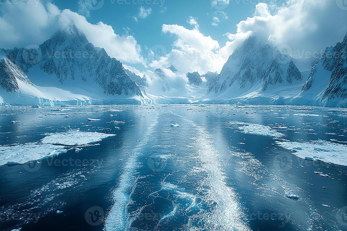 Lemaire Channel Antarctica top view realistic photo beautiful background