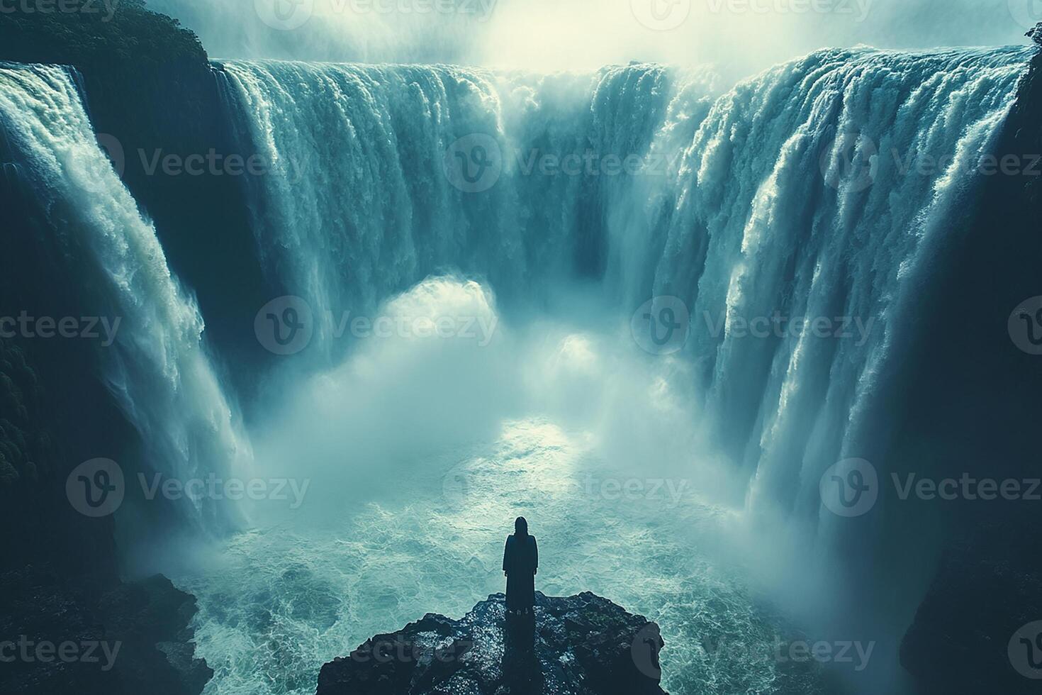 Iguazu Falls ArgentinaBrazil top view realistic photo beautiful background