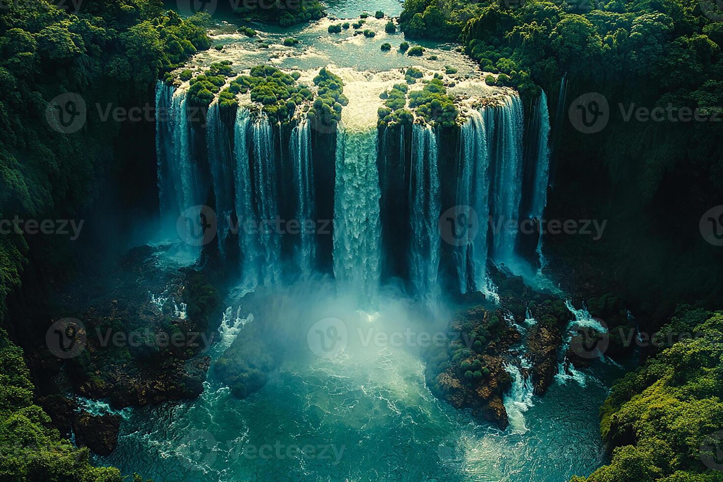 Iguazu Falls ArgentinaBrazil top view realistic photo beautiful background