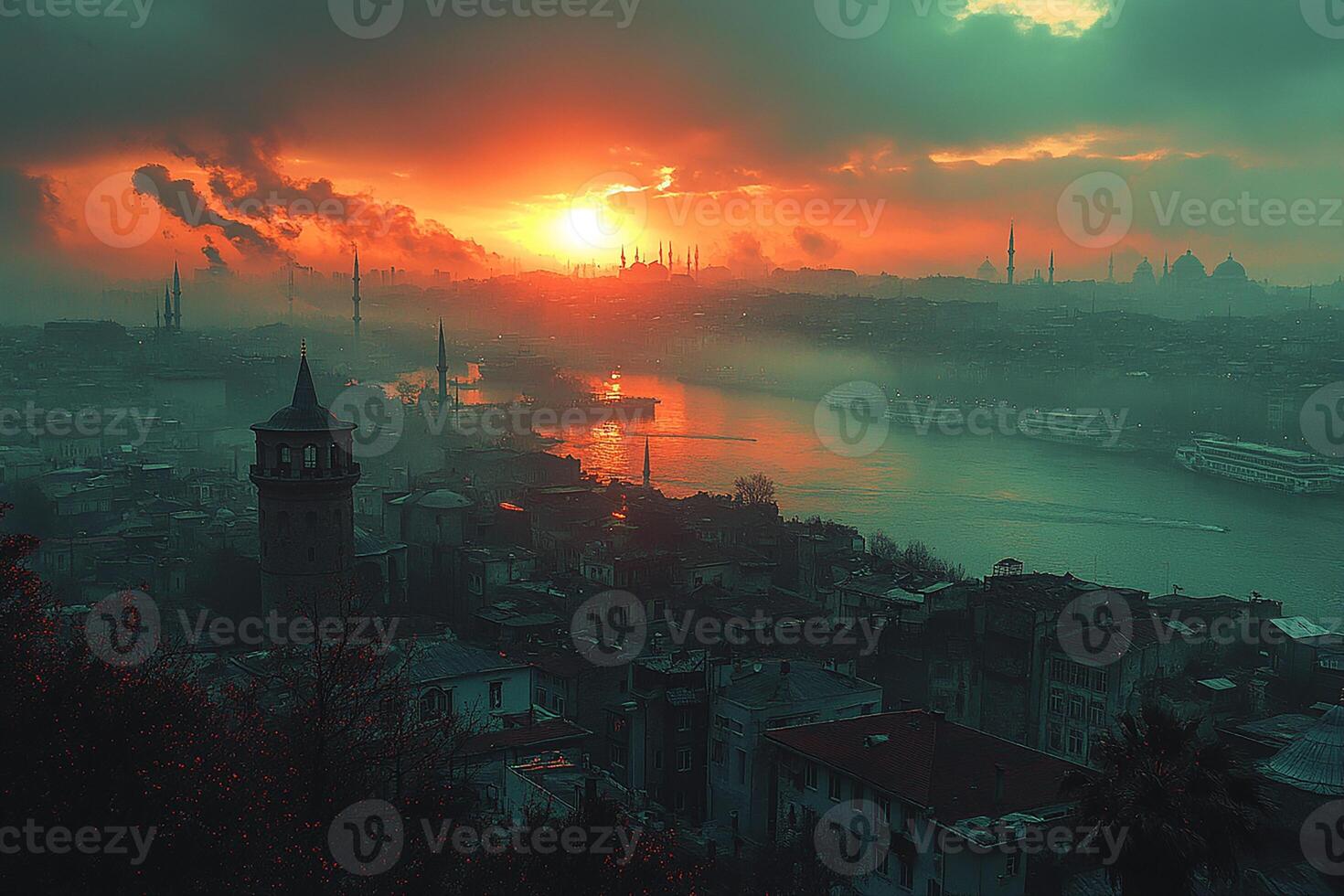 Istanbul Turkey city top view photo beautiful background