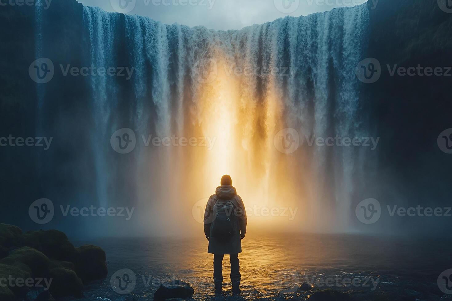 HaSeljalandsfoss Iceland top view realistic photo