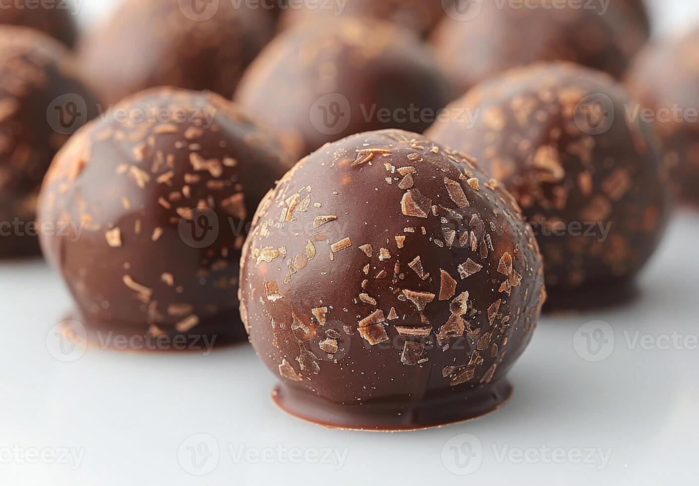 Magnified view of the detailed surface of a chocolate truffle photo