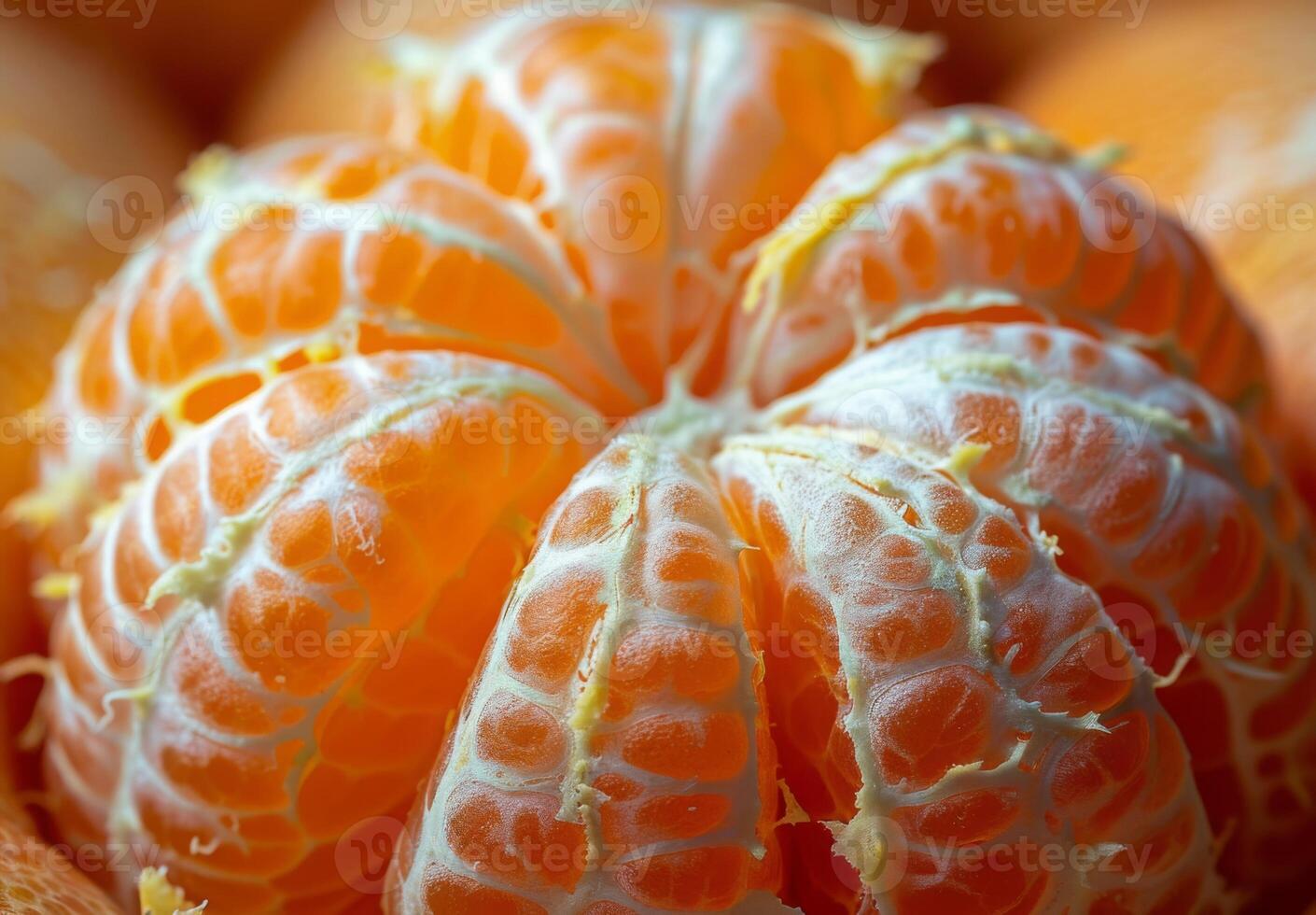Zoomed-in view of the fibrous texture of a peeled orange photo