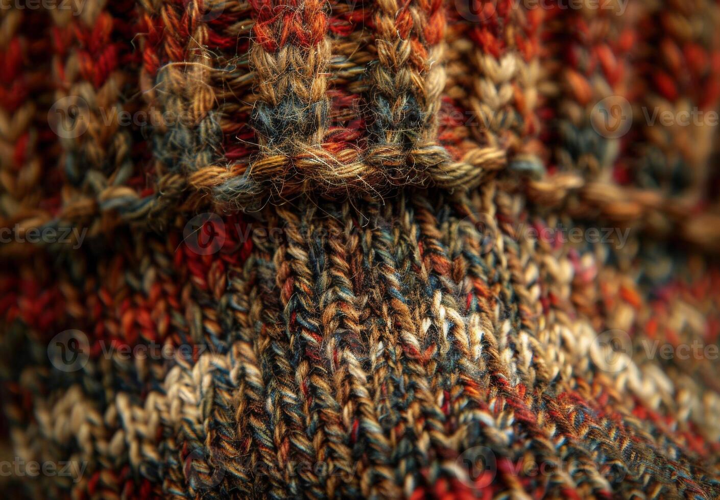 A close up of a knitted wool sock, showing the interlocking fibers and pattern photo