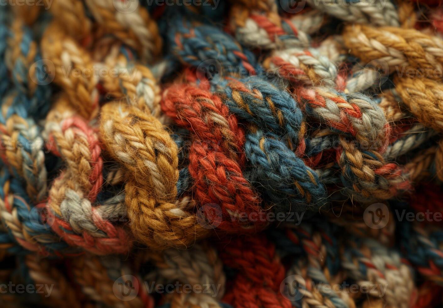 A close up of a knitted wool sock, showing the interlocking fibers and pattern photo