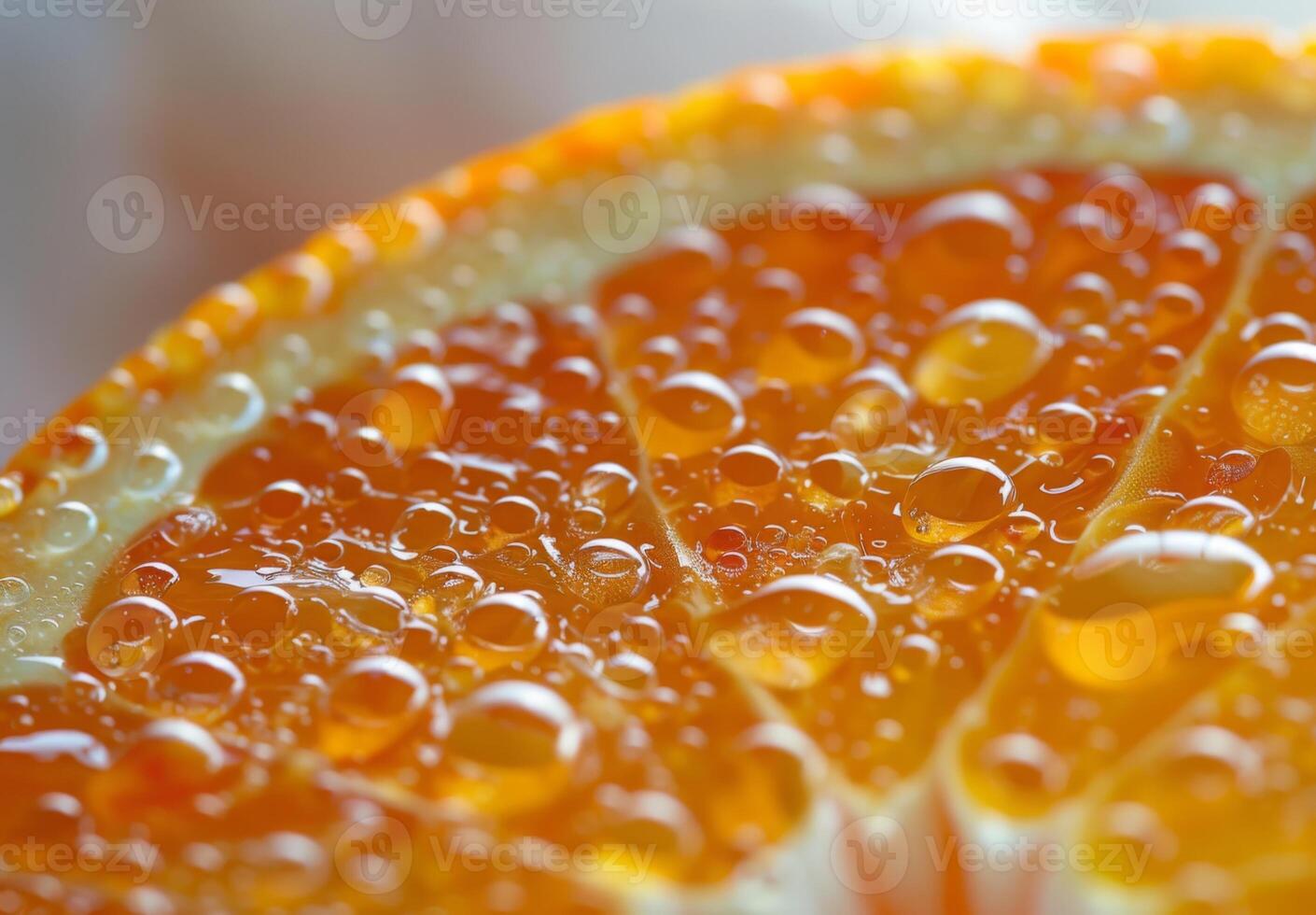 A close-up of an orange slice, focusing on the juicy texture and surface details photo