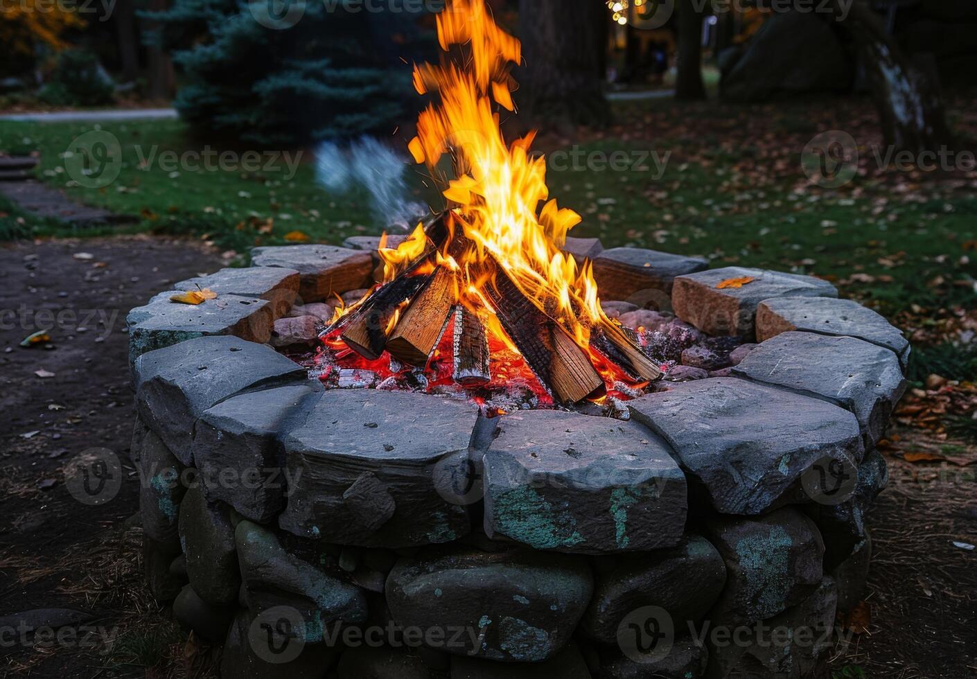 A fire pit in the middle of a park photo