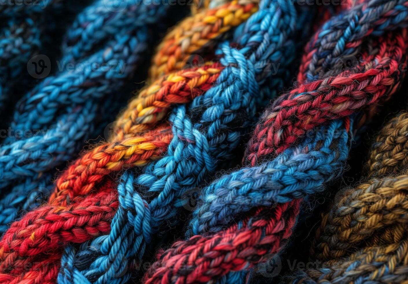 A close up of a bunch of colorful yarn photo