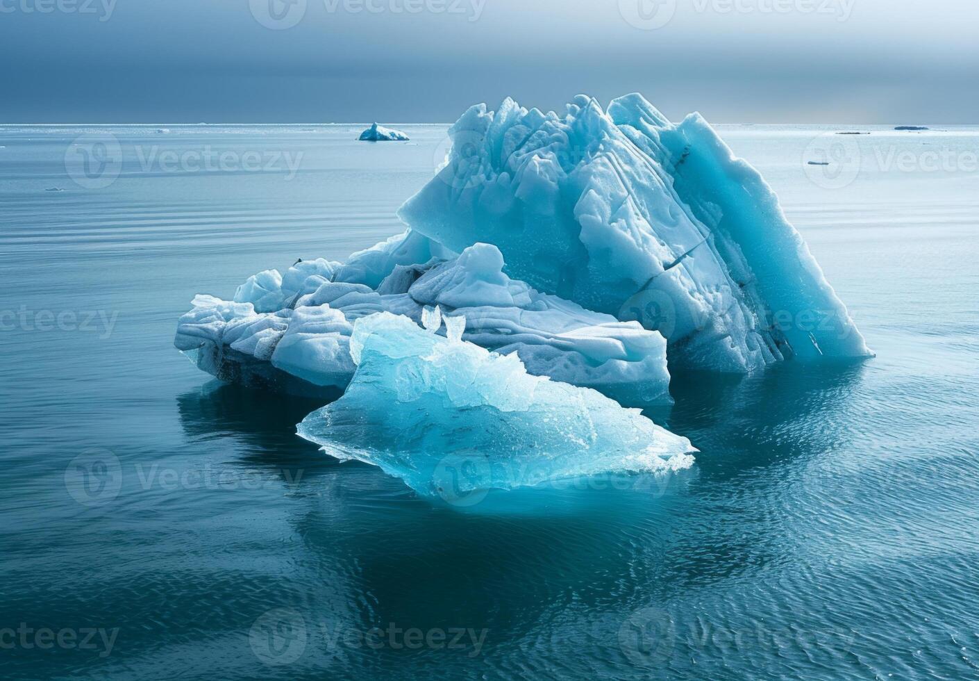 Icebergs floating in the ocean photo