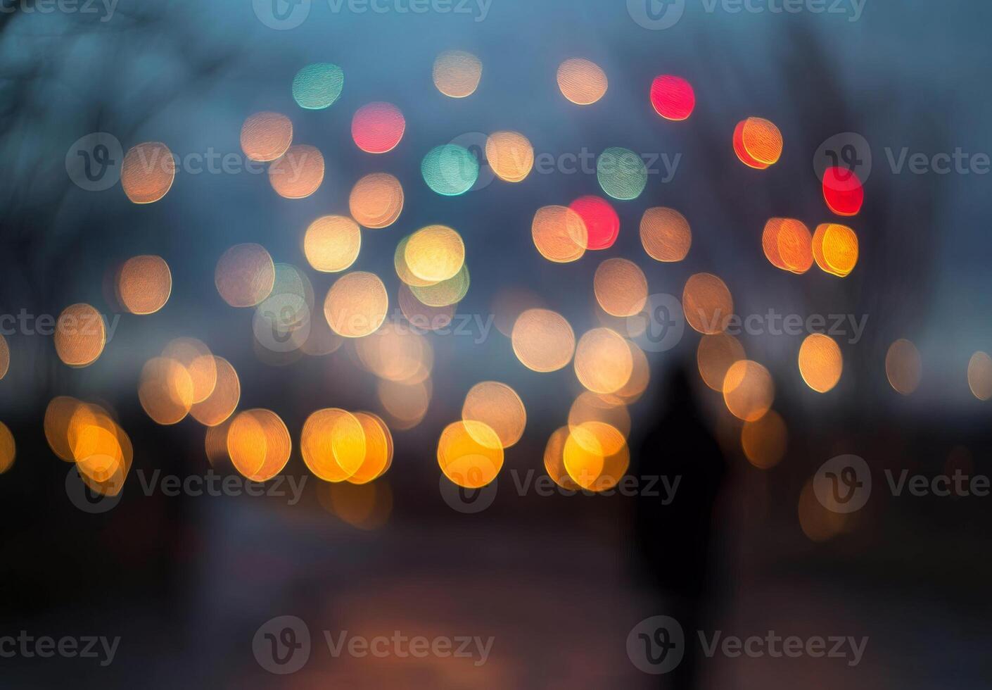 Blurred bokeh of lights in the night photo