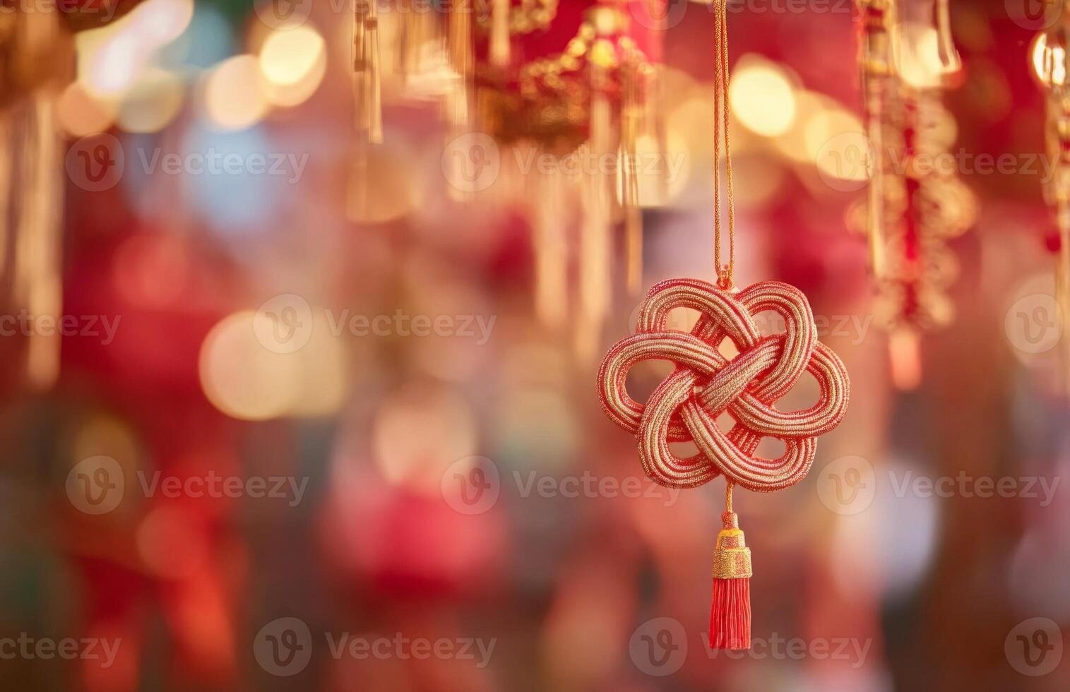 Chinese new year decorations hanging from a string photo