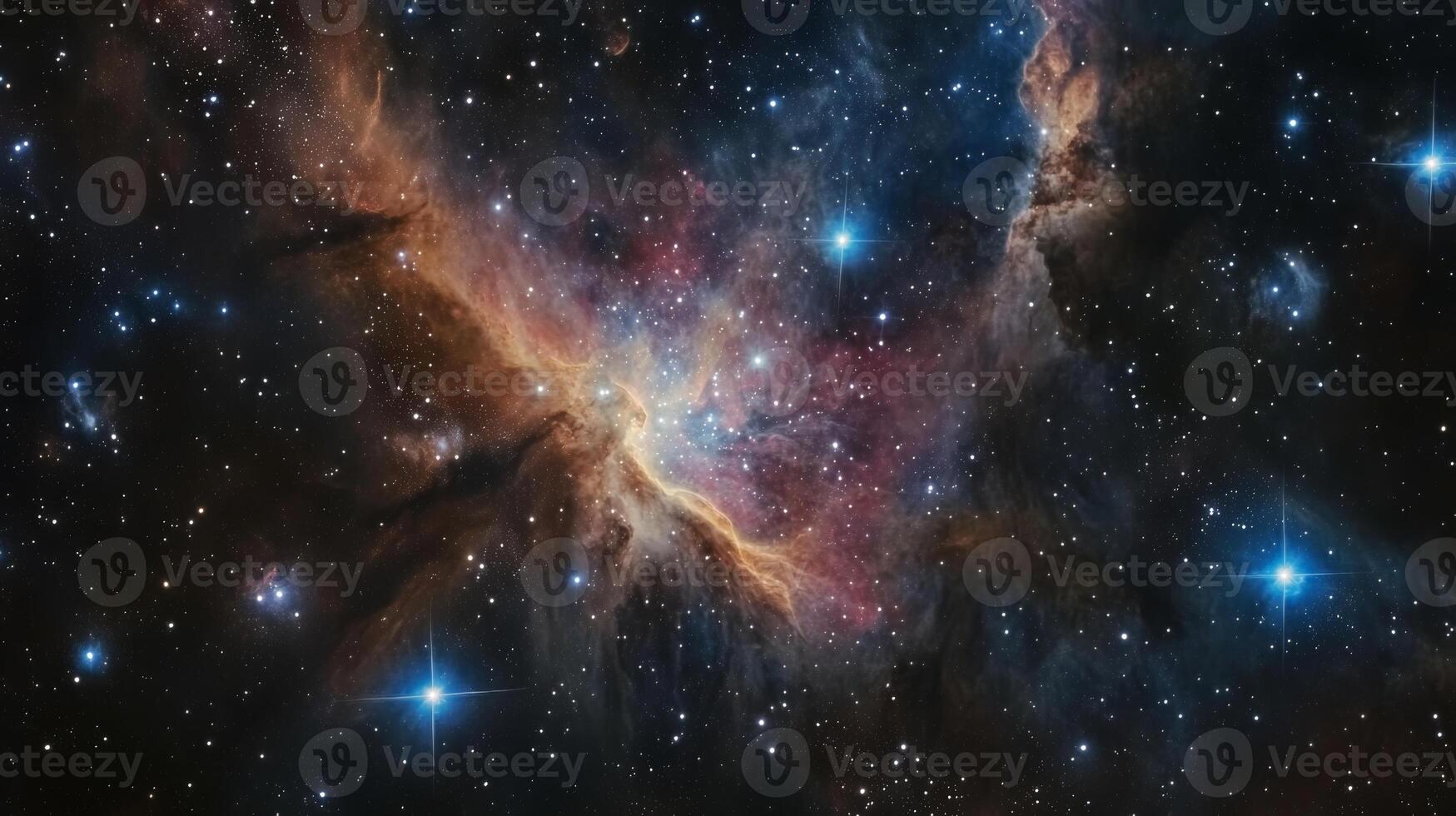 A distant cosmic nebula surrounded by faint stars and planetary dust photo