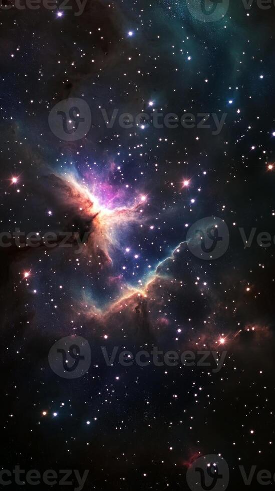 A distant cosmic nebula surrounded by faint stars and planetary dust photo