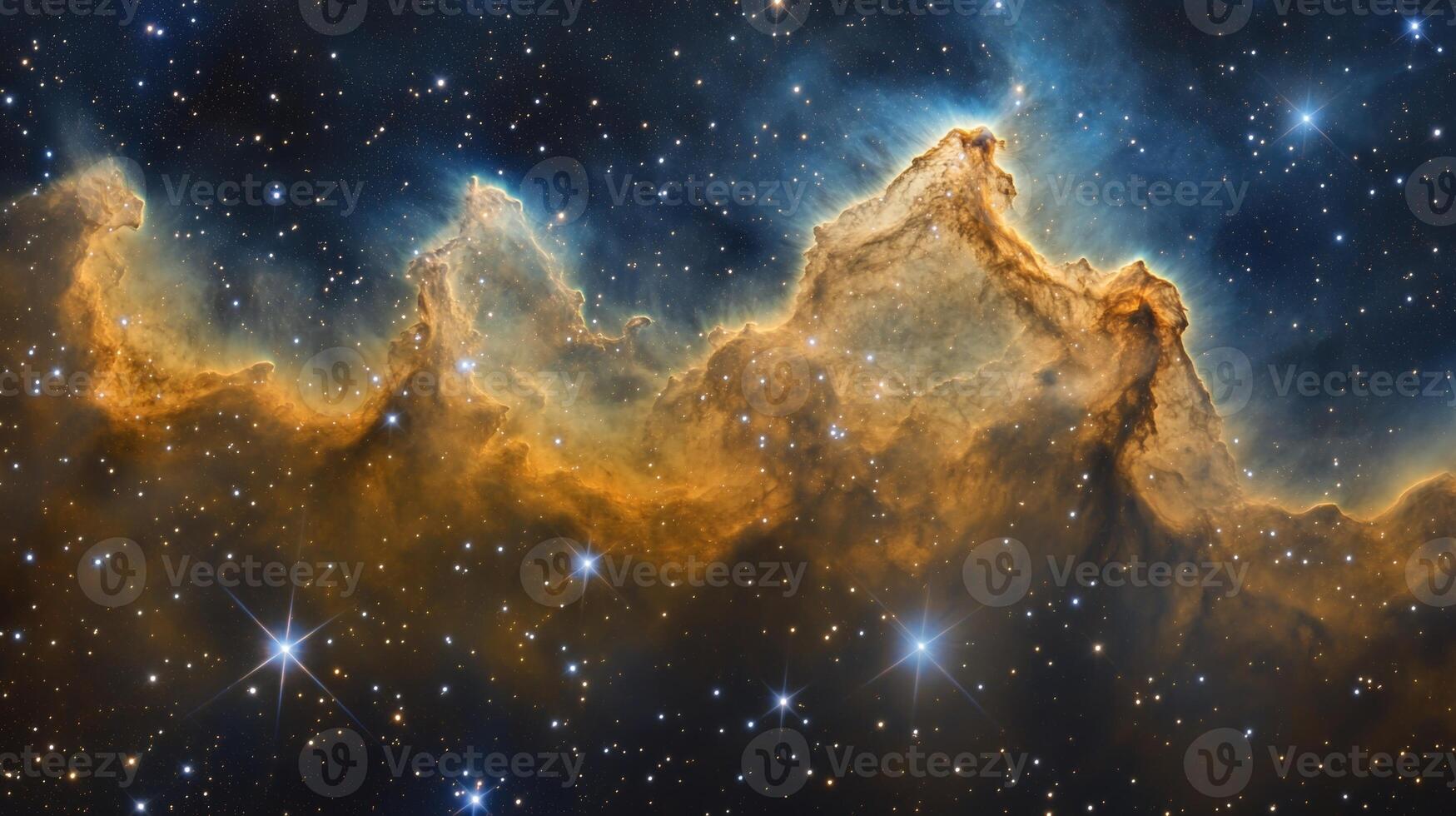 A distant cosmic nebula surrounded by faint stars and planetary dust photo