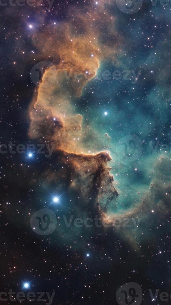 A distant cosmic nebula surrounded by faint stars and planetary dust photo
