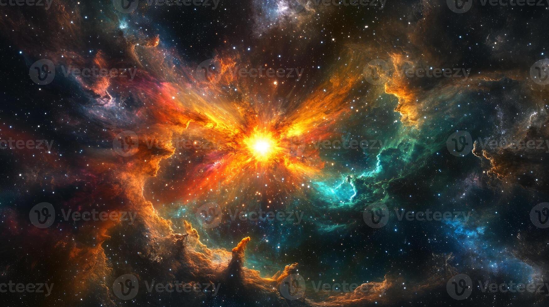 A galactic rift showing a supernova explosion, with vibrant space clouds swirling around photo