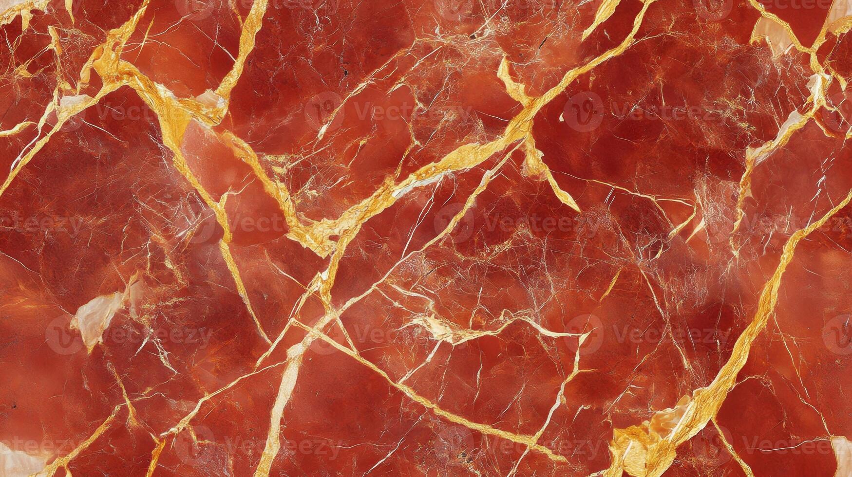 Top view of warm-toned red marble with golden veins, creating an opulent and eye-catching floor texture photo