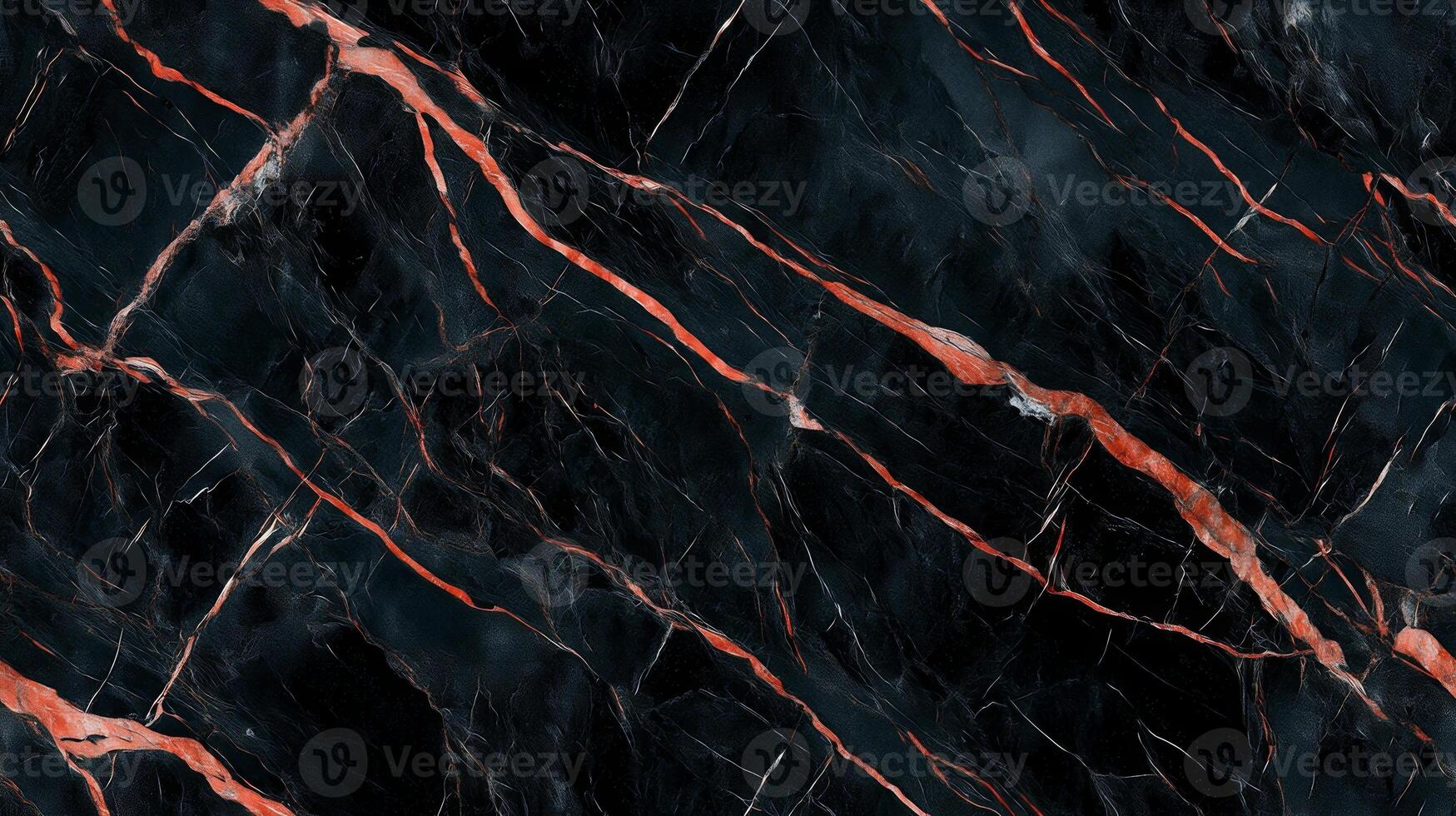 Close-up of black marble with bold red veins, creating a dramatic and striking design photo
