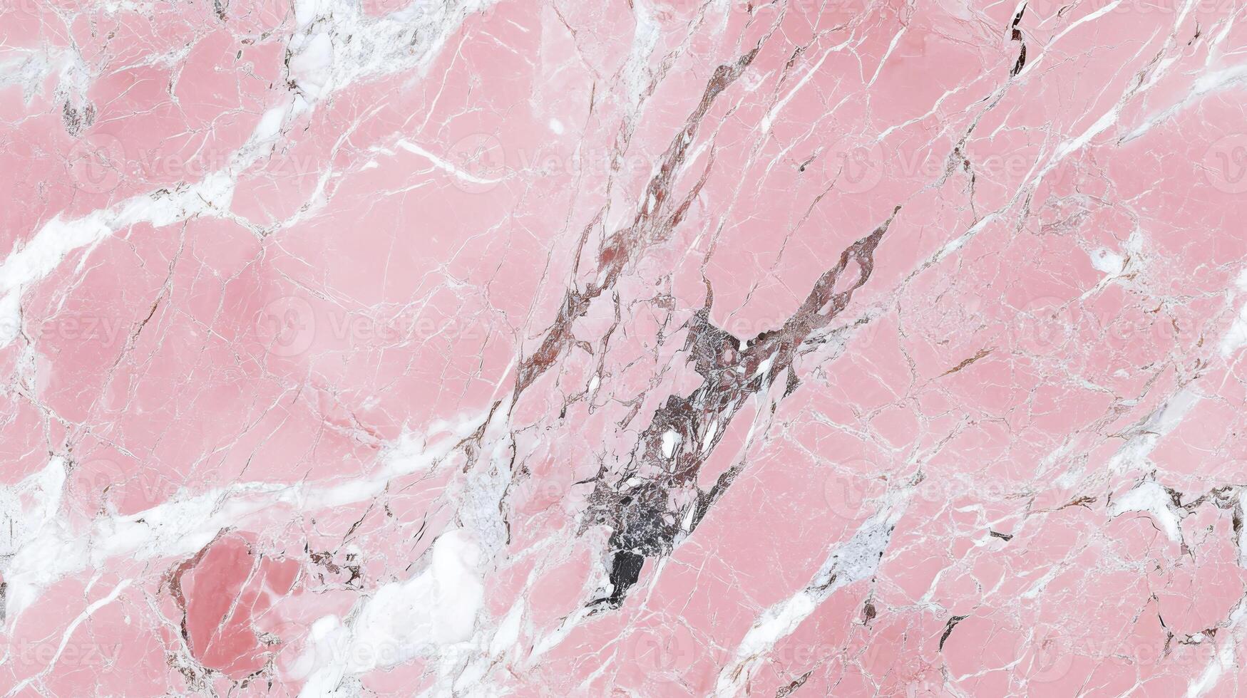 Close-up of pink marble with elegant white and grey streaks, filling the frame with a delicate and refined texture photo