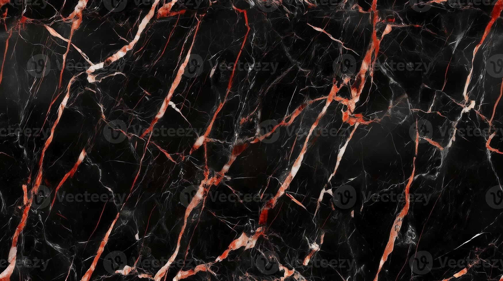 Close-up of black marble with bold red veins, creating a dramatic and striking design photo