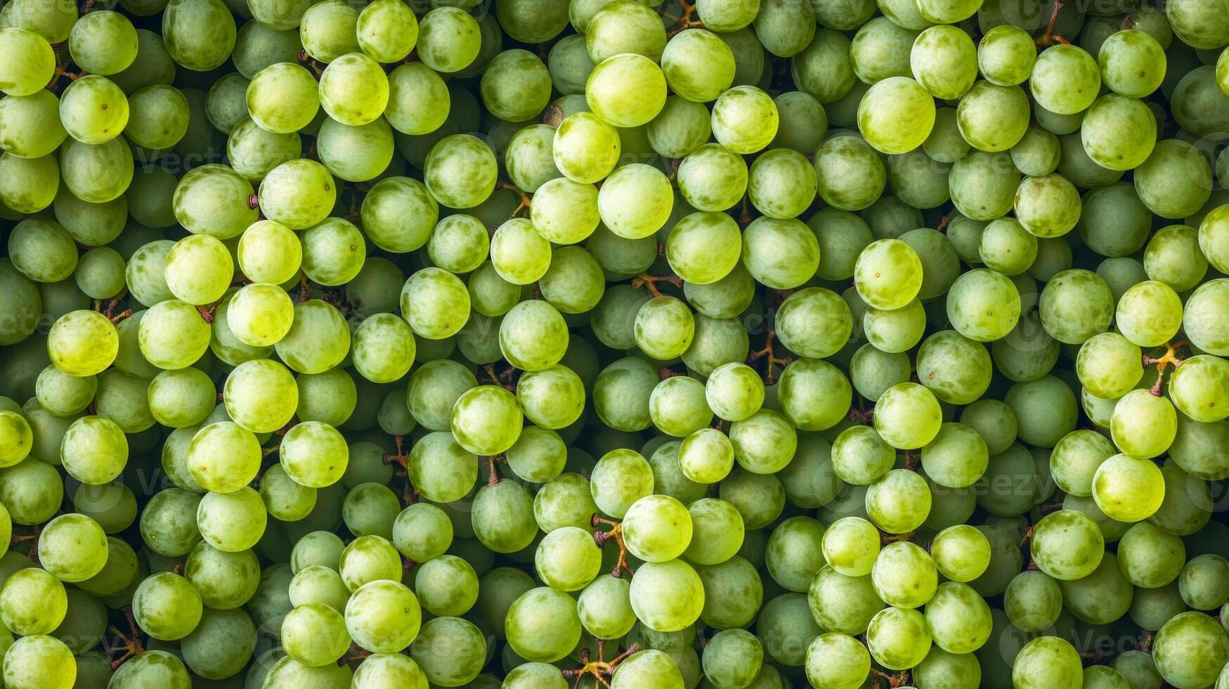 Top view of rows of green grapes, the clustered arrangement forming a repeating textured pattern photo