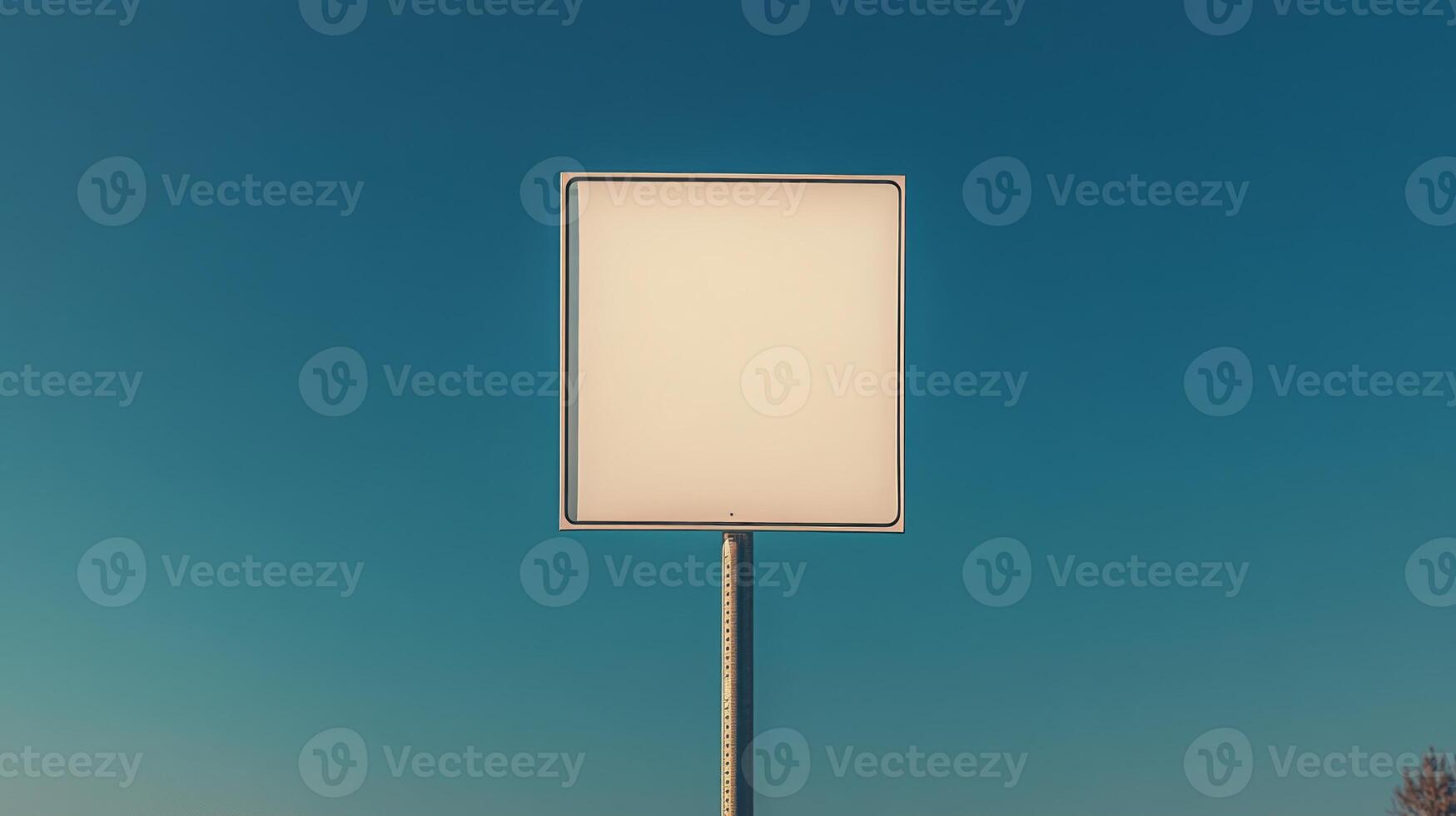 A plain rectangular road sign positioned on a mountain road, no text, with space for mockup or custom content photo