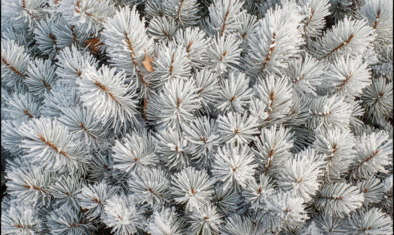 Snow resting on coniferous branches, frosty and cold photo